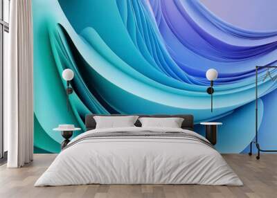 futuristic blue wallpaper features flowing lines and curves, creating a wave-like pattern that adds depth and intrigue to any background with its modern design Wall mural