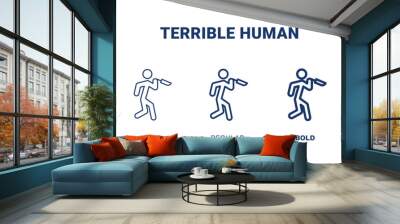 terrible human icon. Thin, light, regular, bold, black terrible human icon set from feeling and reaction collection. Editable terrible human symbol can be used web and mobile Wall mural