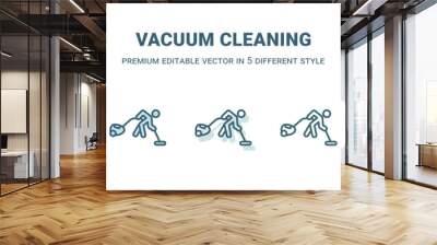 vacuum cleaning icon in 5 different style. Outline, filled, two color, thin vacuum cleaning icon isolated on white background. Editable vector can be used web and mobile Wall mural