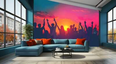 World Religion Day Concept: Human open two empty hands up background Wall mural