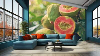 Close up of fresh ripe guava for backdrop Wall mural