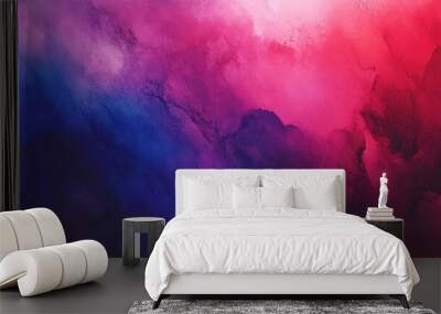 Red Grunge Template Purple Ink Stain Design Neon Watercolor Background Blue Watercolor Illustration Black Dye Banner Pink Wet Brushstroke Indigo Textured Batik Wall mural