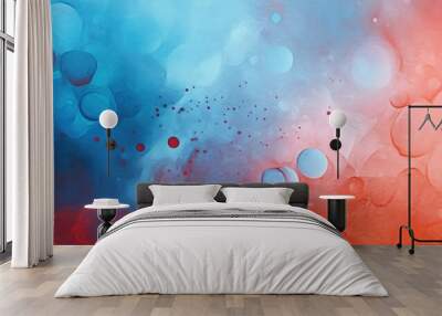 Vibrant abstract backdrop featuring blurred blue and red watercolor elements Illustration Wall mural