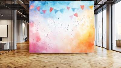 Watercolor illustration of a traditional festival of colors celebration background Wall mural