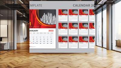 Wall calendar for 2023 - Desk calendar 2023 template can be place for Photo and Company Logo, Week Starts on Sunday, Set of 12 Months, Poster, Planner, holiday event, graphic print creative design Wall mural