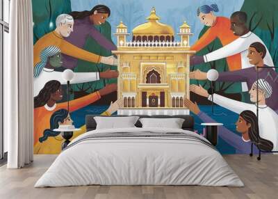 Celebrating Unity in Diversity on Sri Guru Teg JI's Martyrdom Day Wall mural