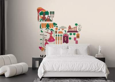 Colorful Illustration Celebrating Haryana Day and Cultural Heritage Wall mural