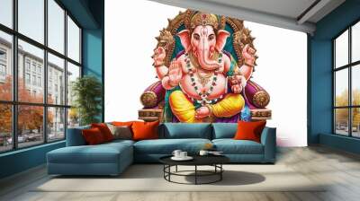 illustration of a beautiful lord ganesha on a solid background. generative ai Wall mural