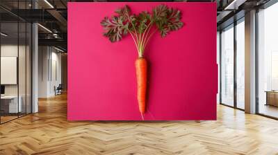 The carrot is orange with green leaves at the top. geneative ai Wall mural