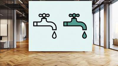 The image shows a collection of faucets icons.generative ai Wall mural