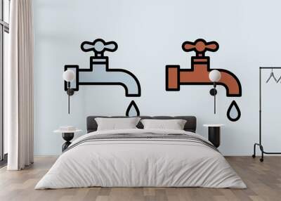 The image shows two faucet icons. generative ai Wall mural