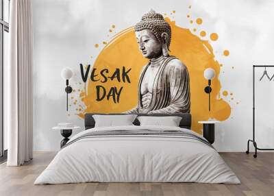 Vesak Day Creative Concep. Illustration for Buddha Purnima or Vesak Day. Generative ai. Wall mural