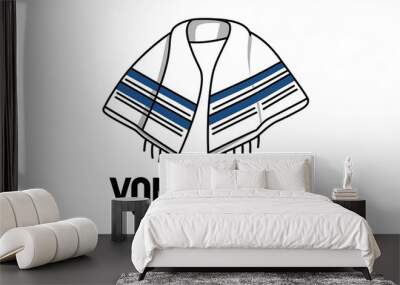 Yom Kippur Celebration with Traditional Prayer Shawl Wall mural