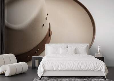  Traditional cowboy hat with a wide brim on an isolated plain white background. Wall mural