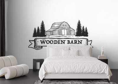 barn house wood logo vector illustration design graphic Wall mural