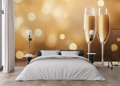 Champagne glass with bokeh lights Wall mural