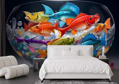 Deep water fish in aqurium Wall mural