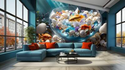 Deep water fish in aqurium Wall mural