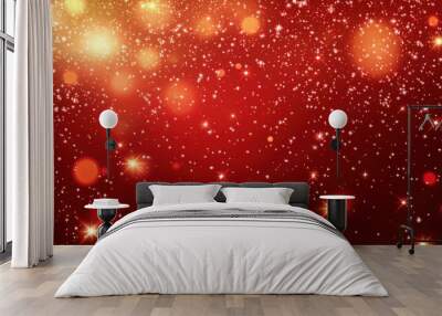 Festive Red Banner with Sparkling Merry Christmas Text Wall mural