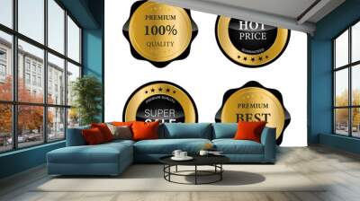 Luxury golden seal badges and labels sales quality product. vector illustration Wall mural