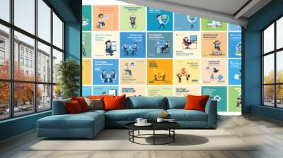 Mega collection of 56 social media post design template. Used for financial advertising Wall mural