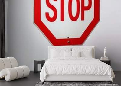 stop sign, isolated white background, copy space for text
 Wall mural