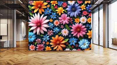 seamless pattern with flowers background Wall mural