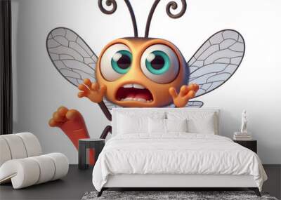 scared mosquito cartoon character design illustration isolated on a transparent background Wall mural