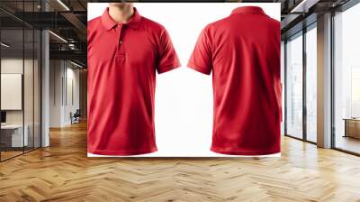 Front and back red polo shirt mockups - isolated on white background, genertive ai Wall mural