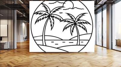      Beautiful seaside view with some coconut palm.
 Wall mural