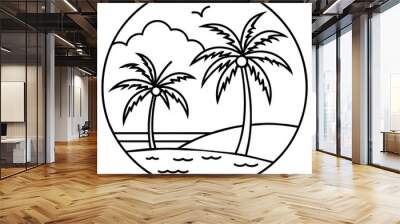      Beautiful seaside view with some coconut palm.
 Wall mural