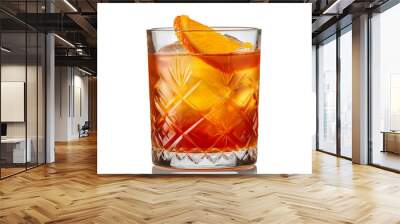 Old fashioned cocktail drink on transparent  background Wall mural