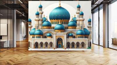 Ramadan Kareem and Eid Mubarak holiday, paper cut Muslim mosque illustration Wall mural