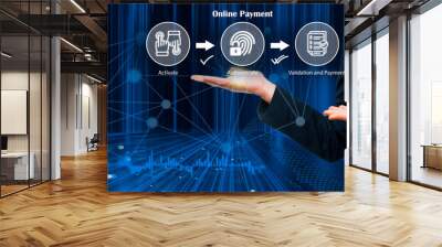 The concept of secure online payment transactions is a crucial aspect of online transactions. Wall mural