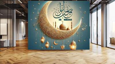 Eid celebration image with eid mubarak. Wall mural