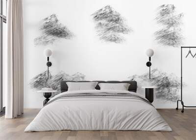 set of black and white brush Wall mural