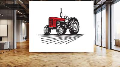 Vintage tractor vector silhouette Wall mural