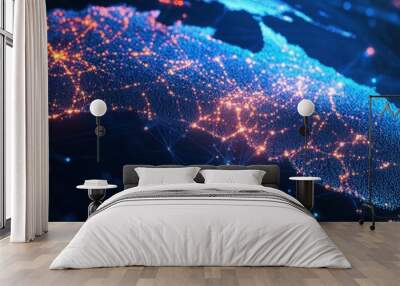 Digital map of Australia, concept of global network and connectivity Wall mural