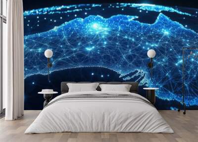 Digital map of Australia, concept of global network and connectivity Wall mural