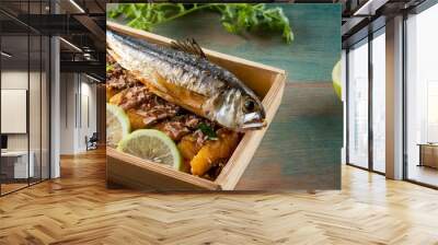 trout with lemon and herbs Wall mural