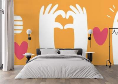 Illustration of human hands raised up Wall mural