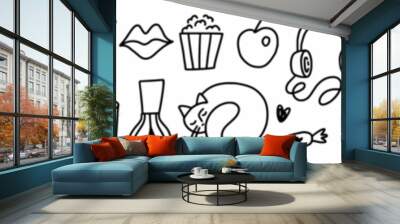 Vector collection of elements of self-care, time for yourself, time of beauty and relaxation. Wall mural