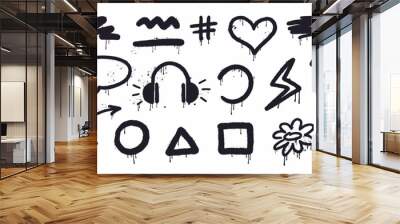 Vector collection of graffiti-style symbols. Hand-drawn doodles. Wall mural