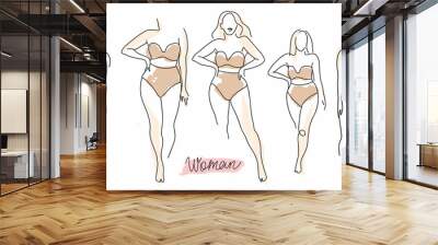 Vector set of silhouettes of women in underwear Wall mural