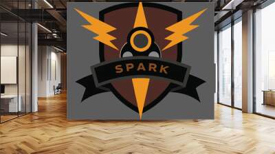 3D Motorcycle Spark Logo Vector Design. Wall mural