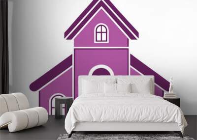 Church Building Silhouette Vector color line art Design. Wall mural