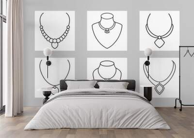 Necklace Vector Illustration Logo Icons 6 Unique. Designs Wall mural