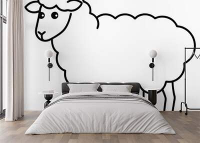 Sheep Silhouette Outline Vector. Wall mural