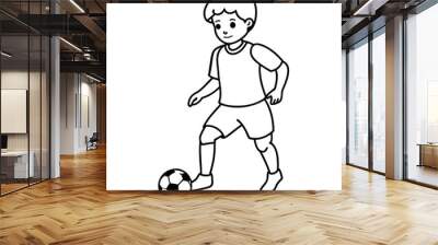 Soccer foot player line art vector. Wall mural