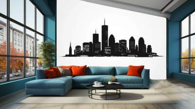 Boston city vector skyline silhouette Wall mural